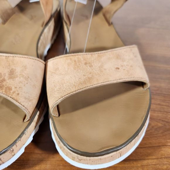 Paul Green Shoes Womens Size 7.5 UK  10 US Open Toe Leather Tan Sandal *FLAWS* - Picture 14 of 16